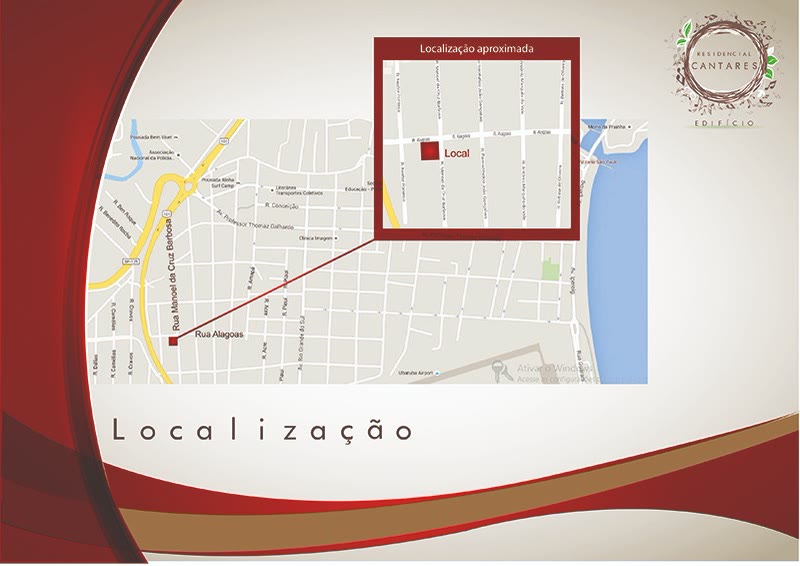 Mapa de localização do Residencial Vila de Cantares, Centro, Ubatuba/SP