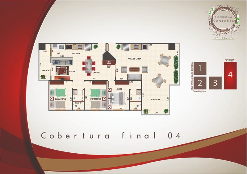 Planta Cobertura Cobertura final 04 do Residencial Vila de Cantares, 110 m², Centro, Ubatuba/SP