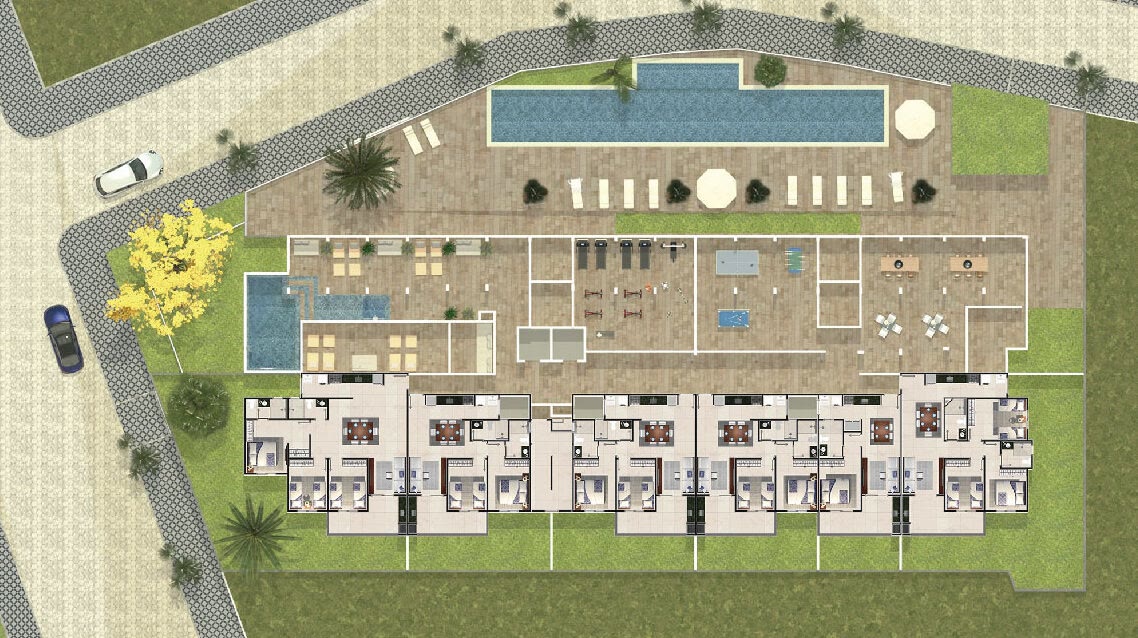 Implantação do térreo — Residencial Gálatas, Centro, Ubatuba/SP