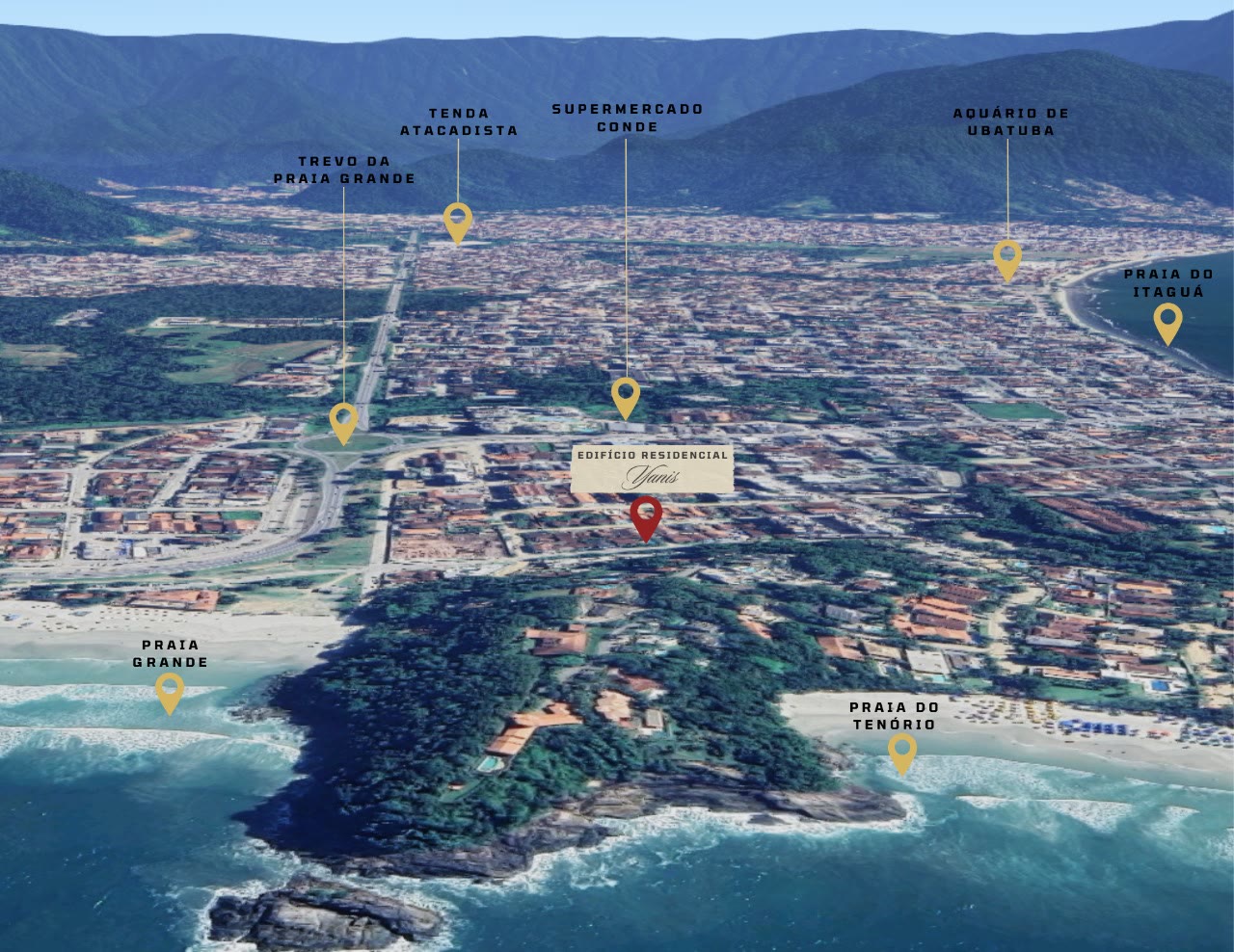 Mapa de localização do Residencial Yanis, Praia Grande, Ubatuba/SP