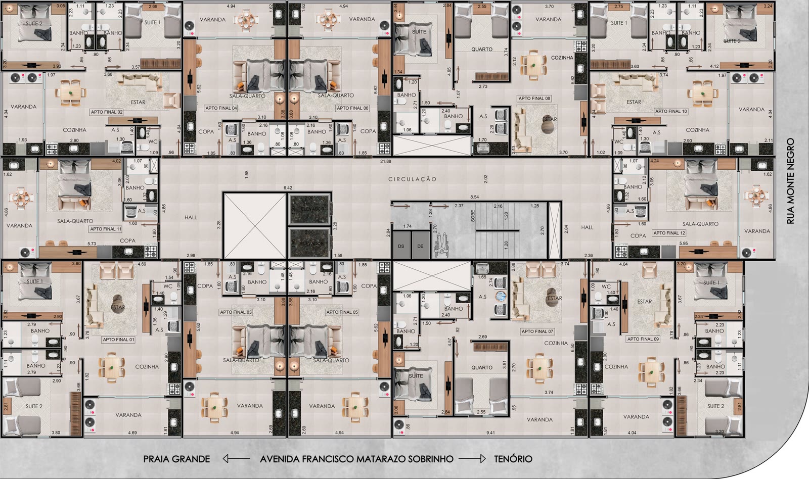 Pavimento tipo — Residencial Yanis, Praia Grande, Ubatuba/SP