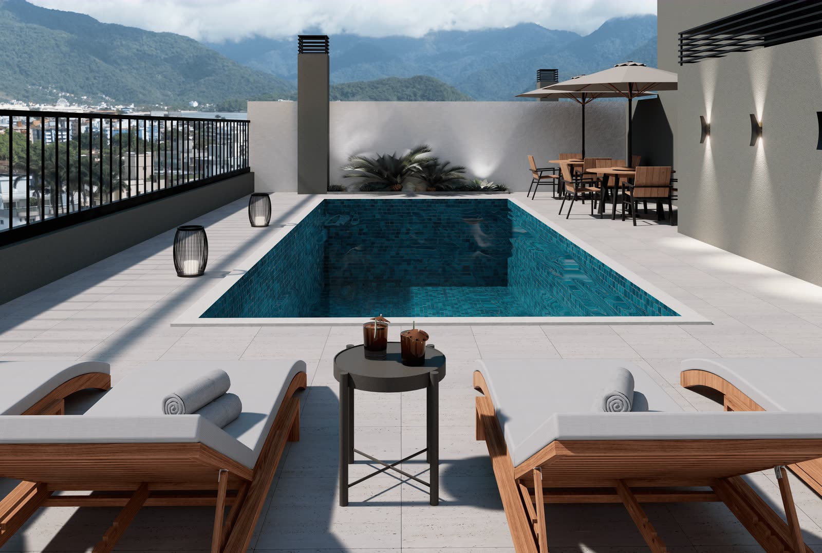 Piscina e deck — Residencial Yanis, Praia Grande, Ubatuba/SP