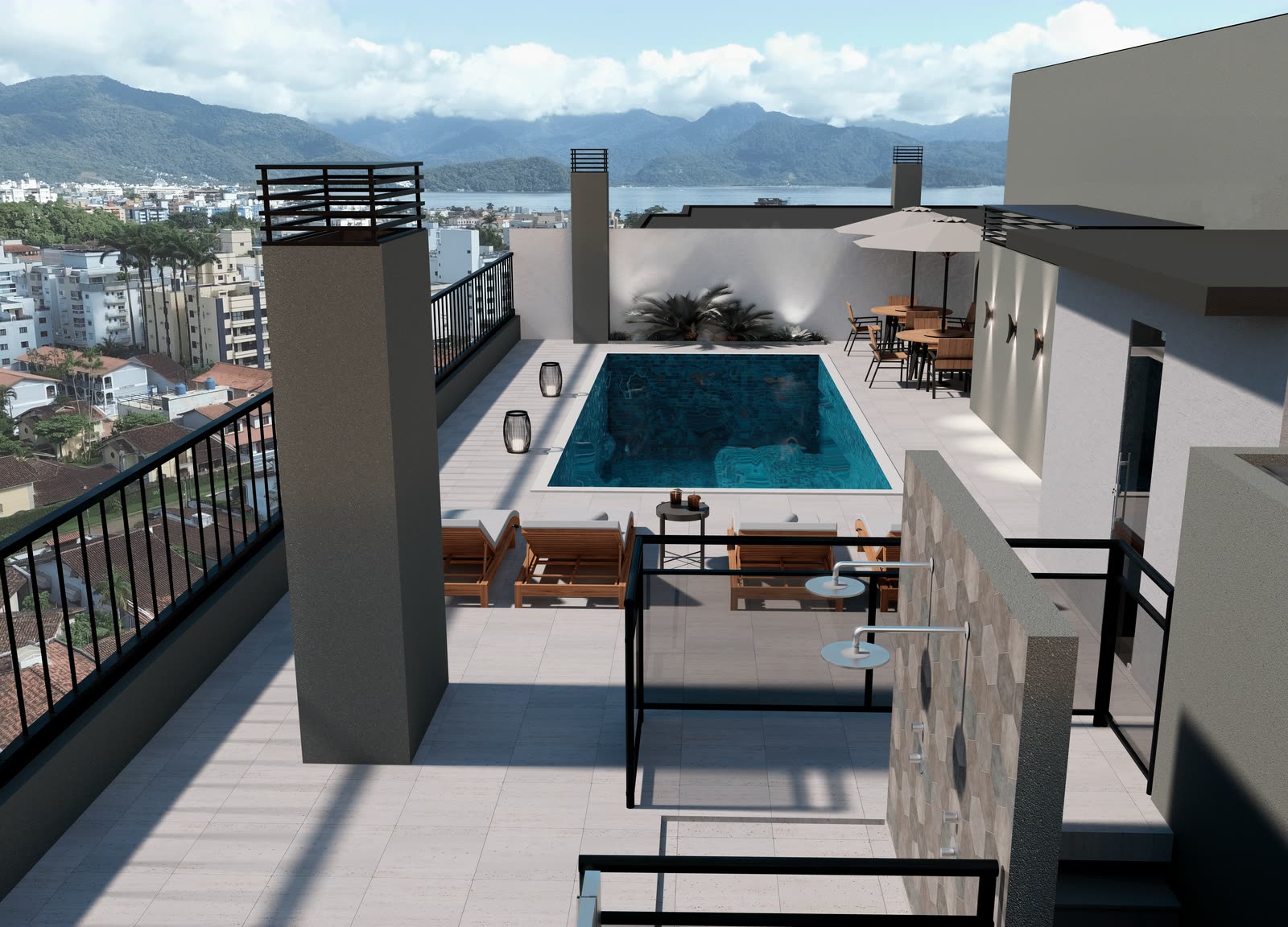 Vista do rooftop — Residencial Yanis, Praia Grande, Ubatuba/SP
