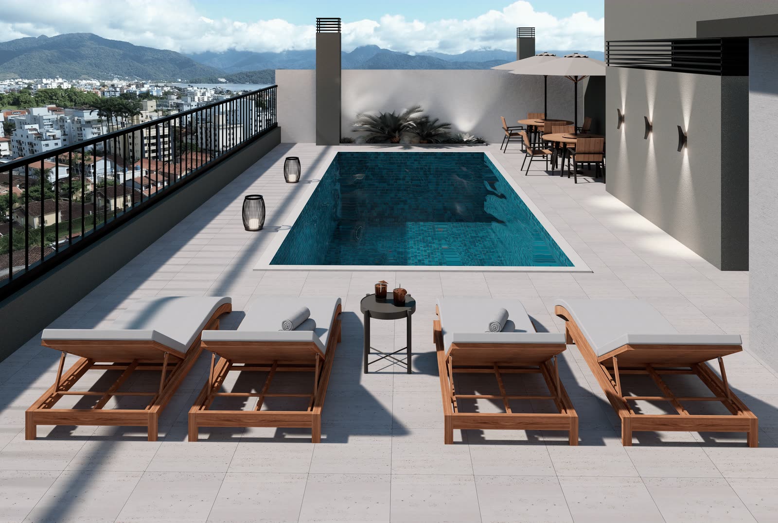 Piscina no rooftop — Residencial Yanis, Praia Grande, Ubatuba/SP