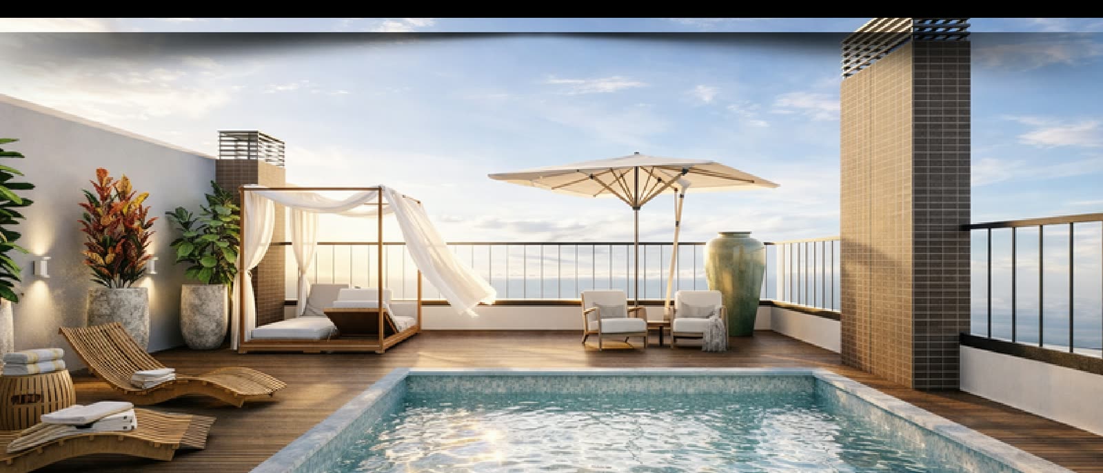 Piscina semiolímpica no rooftop do Kadosh Residence