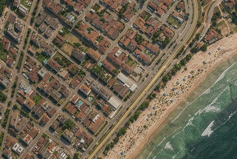 Vista aérea da Praia Grande, em Ubatuba, litoral norte de São Paulo